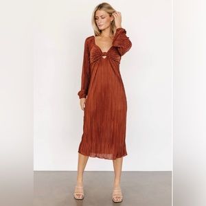 Baltic Born Amani Pleated Midi Dress Cinnamon Size Small